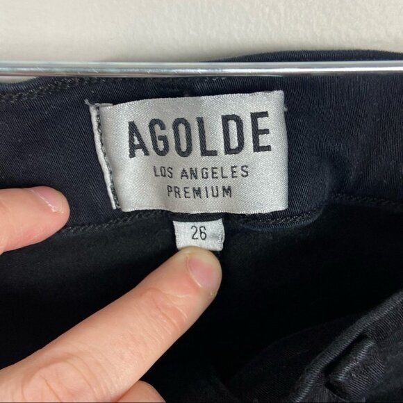 Agolde Revolve Sophie High Waist Skinny Jean Distressed Black Size 26 Moto Denim - Picture 4 of 15